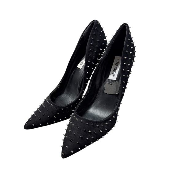 Steve Madden Daisie Spiked Heels Black Suede Size 10M - Picture 1 of 6